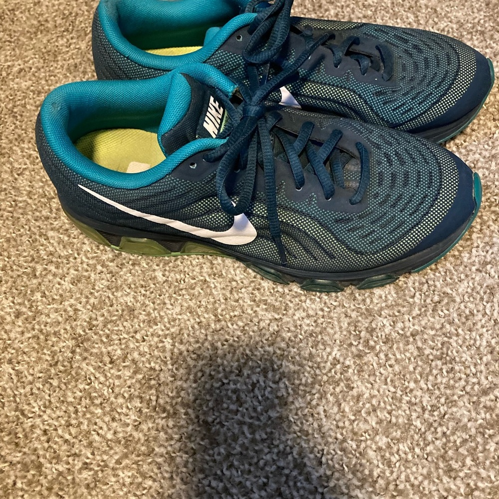Nike Blue and Green Sneakers with Breathable Mesh